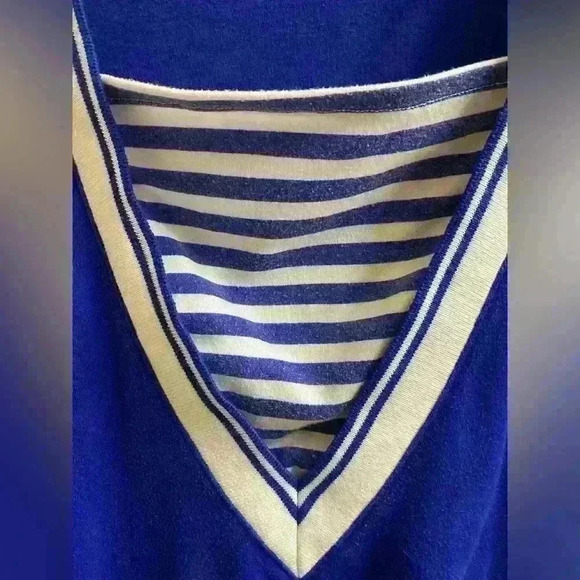 Vintage Marina Club Shirt Nautical Size Large Blue/White With Embroidered Patch - Picture 4 of 9